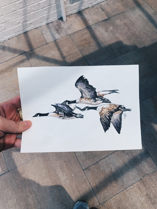 Flying Geese Original Watercolor