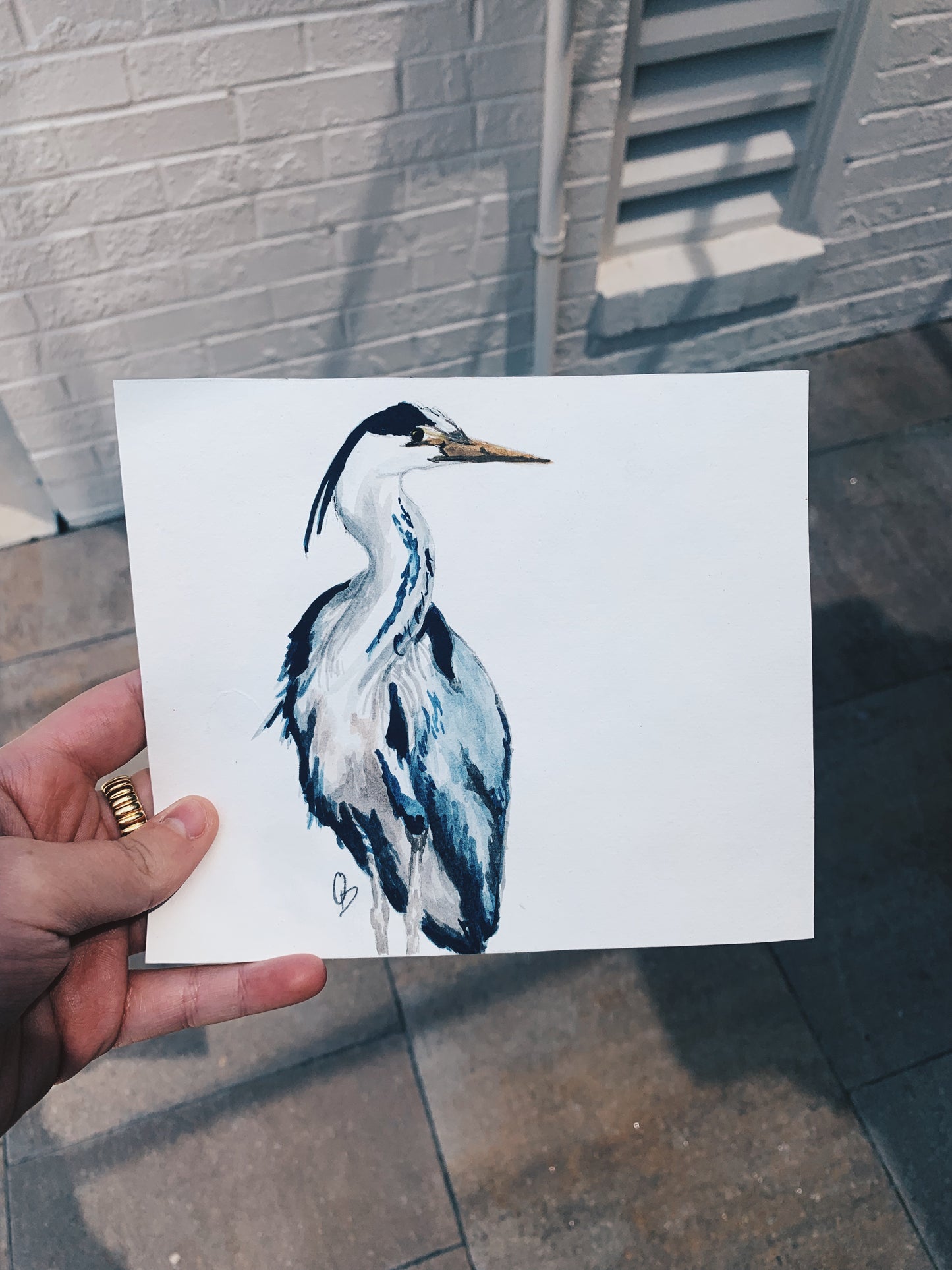 Blue Heron Original Watercolor